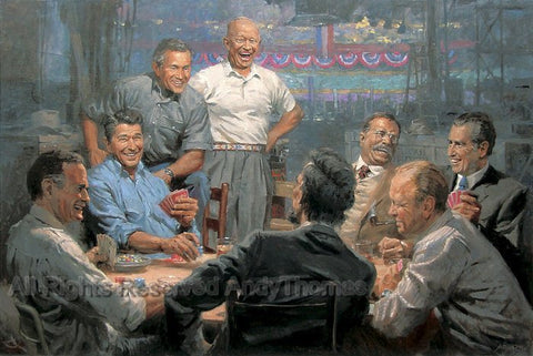 Grand Ol' Gang - Republican Presidents Playing Poker by Andy Thomas - Canvas Open Edition - 12 x 18