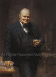 Winston Churchill Painting by Andy Thomas - Paper Print Open Edition - 17 x 13