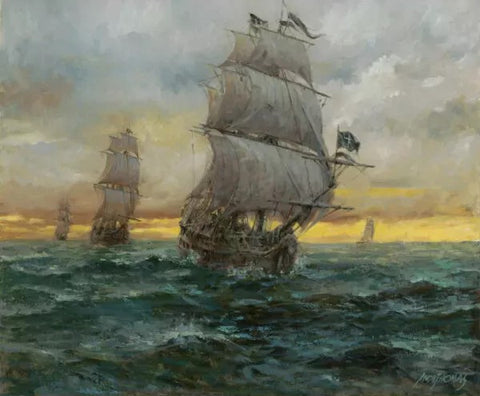 Black Bart's Fleet by Andy Thomas - Paper Giclee Limited Edition Signed & Numbered 200 - 24 x 28