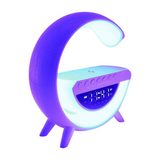 Jaspertronics™ Bluetooth LED Alarm Clock Speaker; Wireless Charging, 6-in-1 Atmospheric Lamp