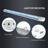 Jaspertronics™ 60W 254nm Germicidal High Bay UV-C Tube Light Fixture with Dual Lamps, Remote, & Safety Sensors