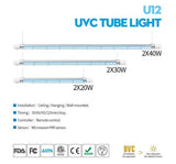 Jaspertronics™ 60W 254nm Germicidal High Bay UV-C Tube Light Fixture with Dual Lamps, Remote, & Safety Sensors